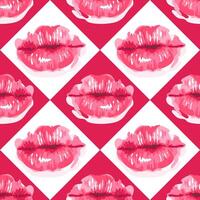 A seamless pattern featuring watercolor-style lips, blending harmoniously to create a playful and artistic design. Ideal for fashion or beauty-themed projects, this illustration exudes creativity vector