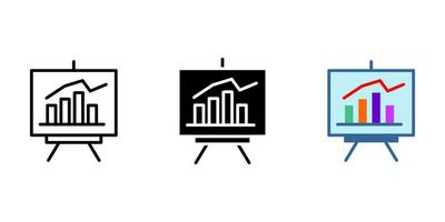 Presentation board with statistic bar graph icon. Business infographic sign. Marketing strategy symbol. Office seminar pictogram. vector
