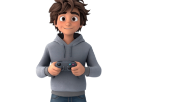A young boy enjoys playing games indoors while holding a game controller, showcasing excitement and focus in a cozy environment. png