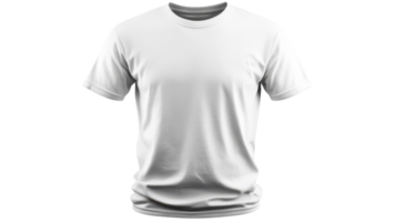 Plain white t-shirt displayed against a transparent background for design and customization purposes in a studio setting. png