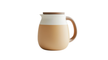 A white and tan jug with a wooden handle png