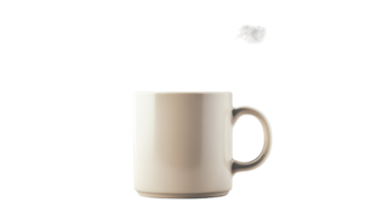 Plain ceramic coffee mug on a transparent background highlighting its simple design and neutral color. png