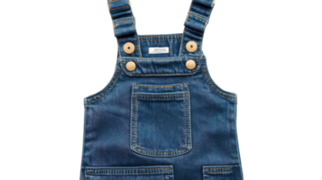 A denim overall with buttons and pockets png