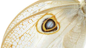 Close-up view of a butterfly wing showcasing intricate patterns and textures against a neutral background highlighting its beauty. png