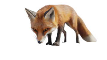 A realistic fox exploring its surroundings in a natural environment during daylight hours. png