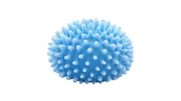 Blue textured sphere with spiky protrusions displayed on a transparent background illustrating a 3D design concept. png