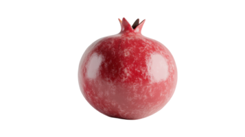 Ripe pomegranate with a glossy red exterior placed on a transparent background, showcasing its unique shape and color details. png