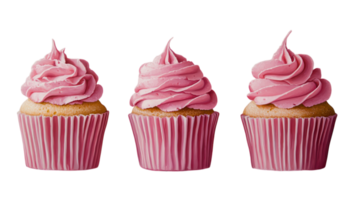 Enjoying decorated cupcakes with pink frosting in a delightful display for a special occasion or celebration png