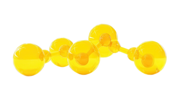 Colorful yellow molecular structure creating a striking visual representation of scientific concepts png
