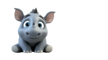 Cute cartoon baby elephant with a joyful expression sitting down and looking at the viewer in a bright digital style png