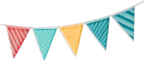 Bright and colorful triangular pennant clipart for event design use. . png