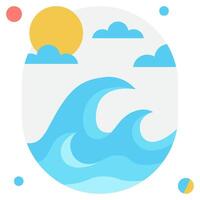 Stylized Ocean Waves with Sun and Clouds vector