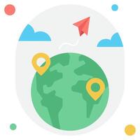 Colorful World Map with a Paper Airplane vector