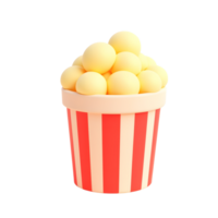 Delicious Popcorn in Striped Bucket 3D Render png