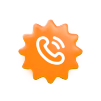 Call button icon on orange sunburst png