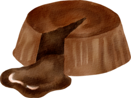 A chocolate pudding with a spoon in it png