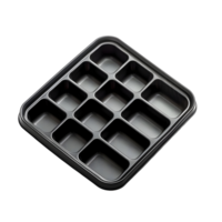 Black Square Ice Cube Tray with Deep Molds Isolated on Transparent Background png