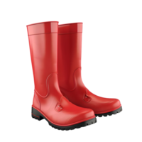 Bright Red Rain Boots with Glossy Finish Isolated on Transparent Background png