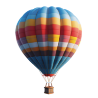 Striped Hot Air Balloon with Red, Yellow, and Blue Panels Isolated on Transparent Background png
