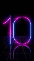 Ultraviolet Countdown Numbers on Black Background and Grid video
