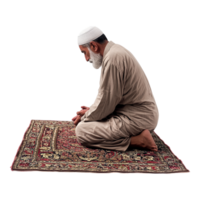 Serene elderly man in prayer devotion and peace Against Transparent Background png