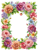 Vibrant Floral Frame Featuring Beautiful Roses and Colorful Flowers Perfect for Adding Elegance and Charm to Invitations and Decorative Artwork in Any Setting png