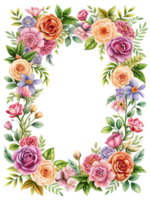 Elegant Frame Design with Lush Flowers and Greenery Bringing a Touch of Nature Perfect for Framing Your Photos and Enhancing Beautiful Displays in Your Home png