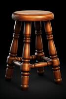 Wooden stool 3d render photo