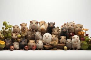 A group of hamsters are standing together photo