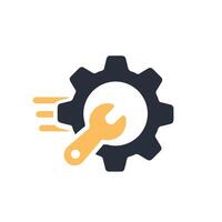 This versatile ondemand icon prominently displays a gear in conjunction with a wrench, effectively symbolizing various aspects such as tools, maintenance, engineering services, and more vector