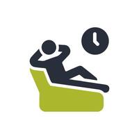 This relaxation icon beautifully represents the essence of serenity and comfort, making it a perfect choice for spa and wellness themes, and it truly embodies tranquility and leisure vector