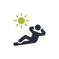 This is a simple yet modern icon that elegantly depicts the essence of relaxation by the sun. It is ideal for themes centered around spa, wellness, and leisurerelated activities and experiences vector
