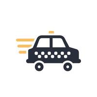 A stylish and sleek icon representing an efficient ondemand taxi service, effectively showcasing a moving taxi which is perfect for quick and convenient transportation in urban areas vector
