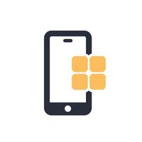 A sleek and modern icon that represents an ondemand mobile application, showcasing a stylish smartphone with gridlike elements, which symbolizes various app functionalities available vector