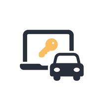 This icon represents the concept of ondemand car access via digital keys on your laptop, highlighting the progression of vehicle management in our increasingly technologydriven and innovative world vector