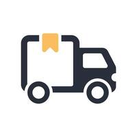 This is a minimalistic icon showcasing an ondemand delivery truck, highlighting a solid and clear design paired with a cargo tag, ideal for various applications and commercial uses vector