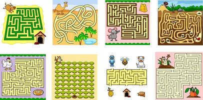 Fun Maze Puzzle Collection for Brain Development , Ideal for Kids and Early Learners vector