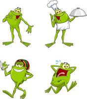 Funny Cartoon Frogs in Different Expressions and Costumes vector