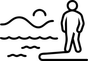 Visitor stands shore curve foam fizz touches soles chest widens subtle brine taste calm hush lingers vector