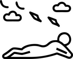 Observer lounges grassy patch drifting white forms pass overhead gentle shades soften sharp edges vector
