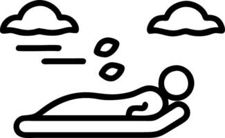 Nomad reclines turf cushion white puffs drift overhead arcs expand chest eases shoulders drop vector