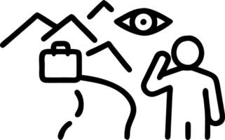 On quiet bluff traveler envisions fantastic frontiers and discovery and visions merging distant silhouettes as canvas for bold ideals vector