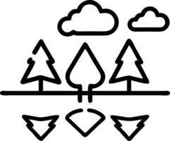 landscape and trees and reflection vector