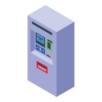 Atm cash machine dispensing money and showing displaying screen vector