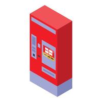 Red vending machine displaying products on isometric view vector