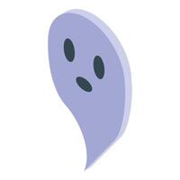 Friendly ghost floating with surprised expression in isometric view vector