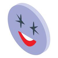 Dreaming emoji face with stars in its eyes isometric icon vector