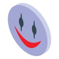 Clown mask smiling with red lips and oval eyes isometric icon vector