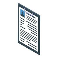 Clipboard showing curriculum vitae with candidate information for job application vector
