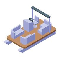 Modern pedal boat with steering wheel and seats, isometric view vector